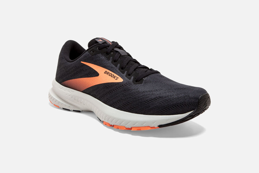 Launch 7 Road Brooks Running Shoes NZ Womens - Black/Orange - ZRVCTK-520